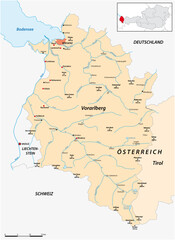 Vector map of the Austrian federal state of Vorarlberg in German