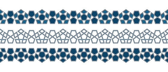Set of borders of Islamic pattern for Ramadan greetings cards and templates. Vector illustration.