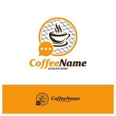 Chat Coffee Logo Design Template. Consult Coffee logo concept vector. Creative Icon Symbol