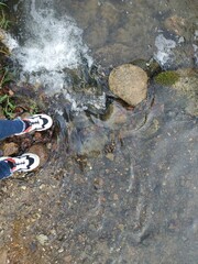 water flowing into the river