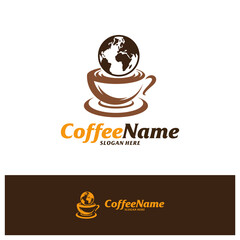 World Coffee Logo Design Template. Coffee logo concept vector. Creative Icon Symbol
