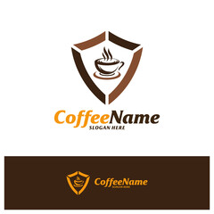 Coffee Shield Logo Design Template. Coffee logo concept vector. Creative Icon Symbol