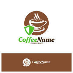 Coffee Shield Logo Design Template. Coffee logo concept vector. Creative Icon Symbol