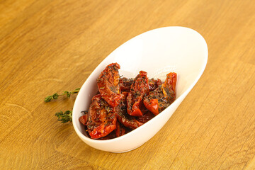 Sun-dried natural Italian tomato in the bowl