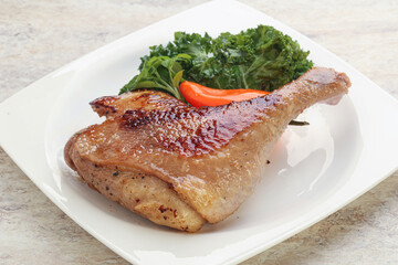 Roasted duck leg with orange sauce