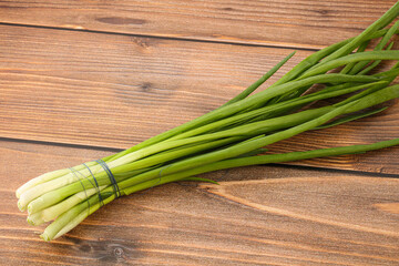 Raw young green onion heap