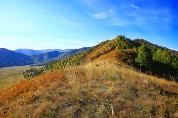 Altai mountain landscape, panorama autumn landscape background, fall nature view