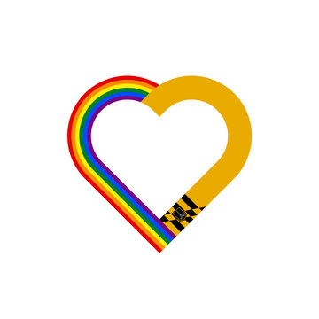 recommend clip art: unity concept. heart ribbon icon of rainbow and baltimore city flags. vector illustration isolated on white background