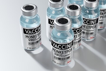 Monkeypox vaccine ampoules - 3D illustration