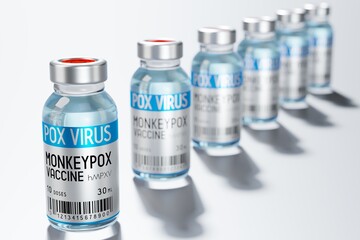 Monkeypox vaccine ampoules - 3D illustration