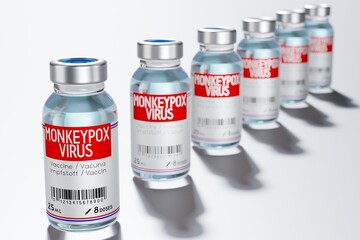 Monkeypox vaccine ampoules - 3D illustration
