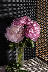 Obraz premium peonies in a vase on a dark background