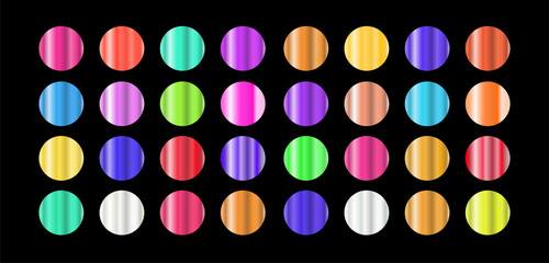 Super set of metallic gradient pink, green, golden, red, purple, silver, orange. Metallic palette