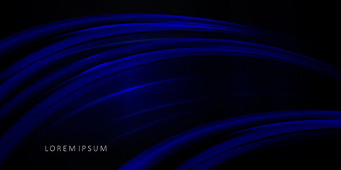 Abstract blue waves with glitter effect on black design