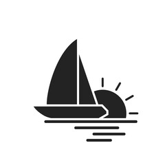 sailing travel icon. yacht and sunset. sea vacation symbol. vector image for tourism design