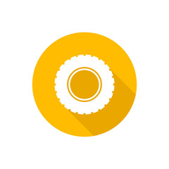 Car tire flat icon with shadow