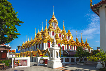 Wat Ratchanatdaram, Loha Prasat Temple at Bangkok, Thailand - obrazy, fototapety, plakaty
