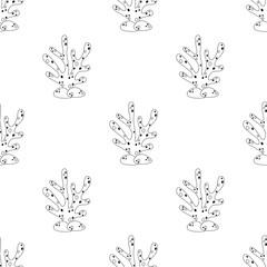 seamless pattern of cartoon coral in silhouette
