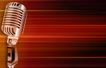 abstract blurred music background with retro microphone - 513266926