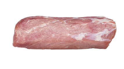 Fresh raw pork meat isolated white background. Meat tenderloin. File contains clipping path.