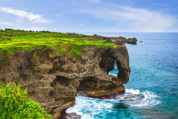 landscape of cape manzamo, okinawa, japan
