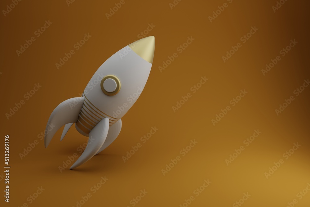 Aufkleber beautifu abstract illustrations rocket launchers symbol on orange background. 3d rendering illustrat