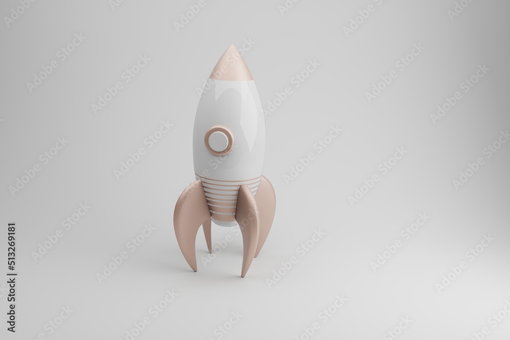 Aufkleber Beautifu Abstract illustrations  Rocket launchers  symbol on withe background. 3d rendering illustration. Background pattern for design.