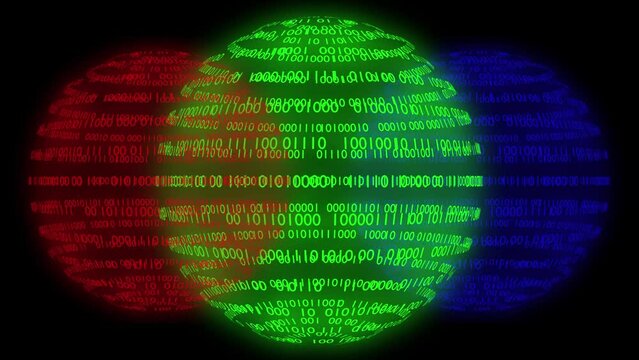 Filmato. Illustrazione 3D. Sfondo mondo digitale. Sequenza di zero e uno concetto di connessione globale tra persone, social network, e dispositivi informatici.