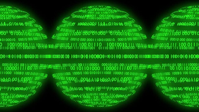 Filmato. Illustrazione 3D. Sfondo mondo digitale. Sequenza di zero e uno concetto di connessione globale tra persone, social network, e dispositivi informatici.
