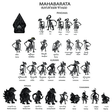 silhouettes of wayang, Javanese Indonesian Shadow Puppet - Vector