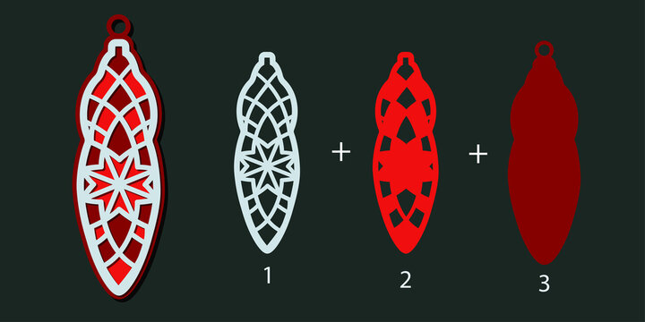 3D openwork Christmas toy. Layered Christmas decoration. Paper craft