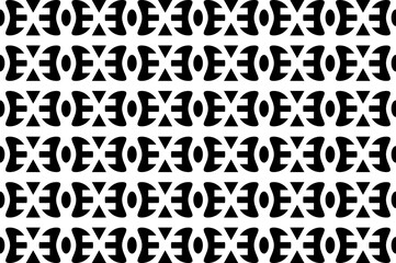 Fototapeta premium Abstract black and white pattern. Monochrome seamless geometric pattern. Repeating shapes, geometric elements.