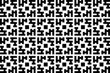 Fototapeta premium Abstract black and white pattern. Monochrome seamless geometric pattern. Repeating shapes, geometric elements.