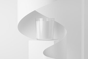 Candle Glass With Box Packaging 3D Rendering White Blank Mockup