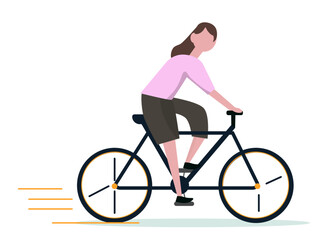 Fototapeta na wymiar サイクリングをする女性 自転車 ロードバイク 漕ぐ 走る スポーツ 休日 運動 ベクターイラスト