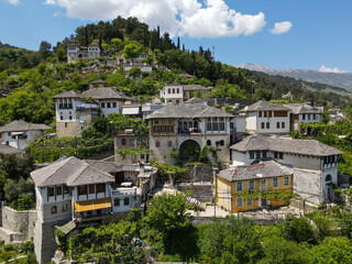 Fototapeta na wymiar Drone view at the town of Gjirokastra on Albania