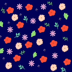 pattern blue background with flowers