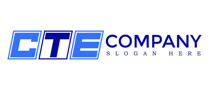 CTE three Letter Rounded rectangle boxes shape element symbol digital initial technology Media logo design, Vector Template