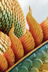 Closeup serpent fin statue in Thailand