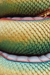 Serpent dragon statue with big flakes in Thailand