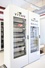 Electrical switchgear cabinet, server room, control center cabinet at power plant or factory