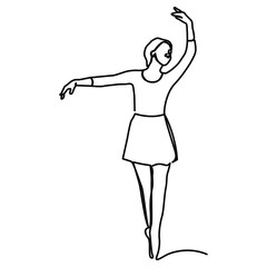 one line continuous drawing of woman short hair dancing ballet