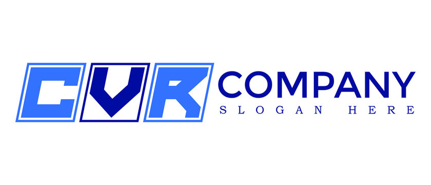 CVR three Letter Rounded rectangle boxes shape element symbol digital initial technology Media logo design, Vector Template