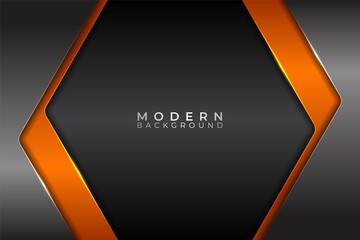 Modern 3D Realistic Background Glowing Orange and Silver Overlapped Metallic