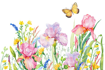 Watercolor summer floral background for cards and invitations - 513278538