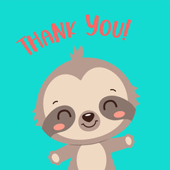 Thank you card template for kids party with cute giraffe.