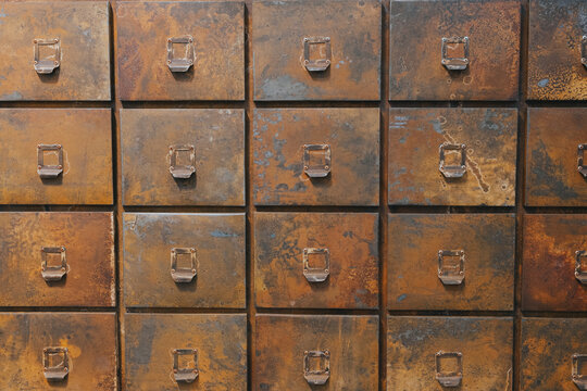 vintage background of old metal grunge drawers pattern texture