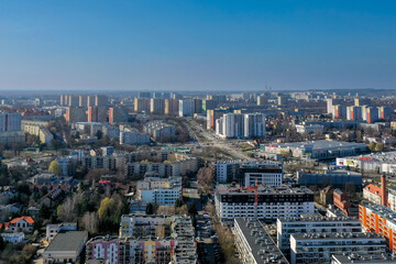 Fototapeta na wymiar Panorama Poznania z drona