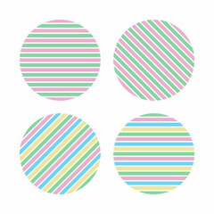 horizontal and diagonal colorful striped pattern circle template set,illustration,vector.
