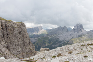 Mountain landscape in a sunny day, Dolomites, Italian Alps.